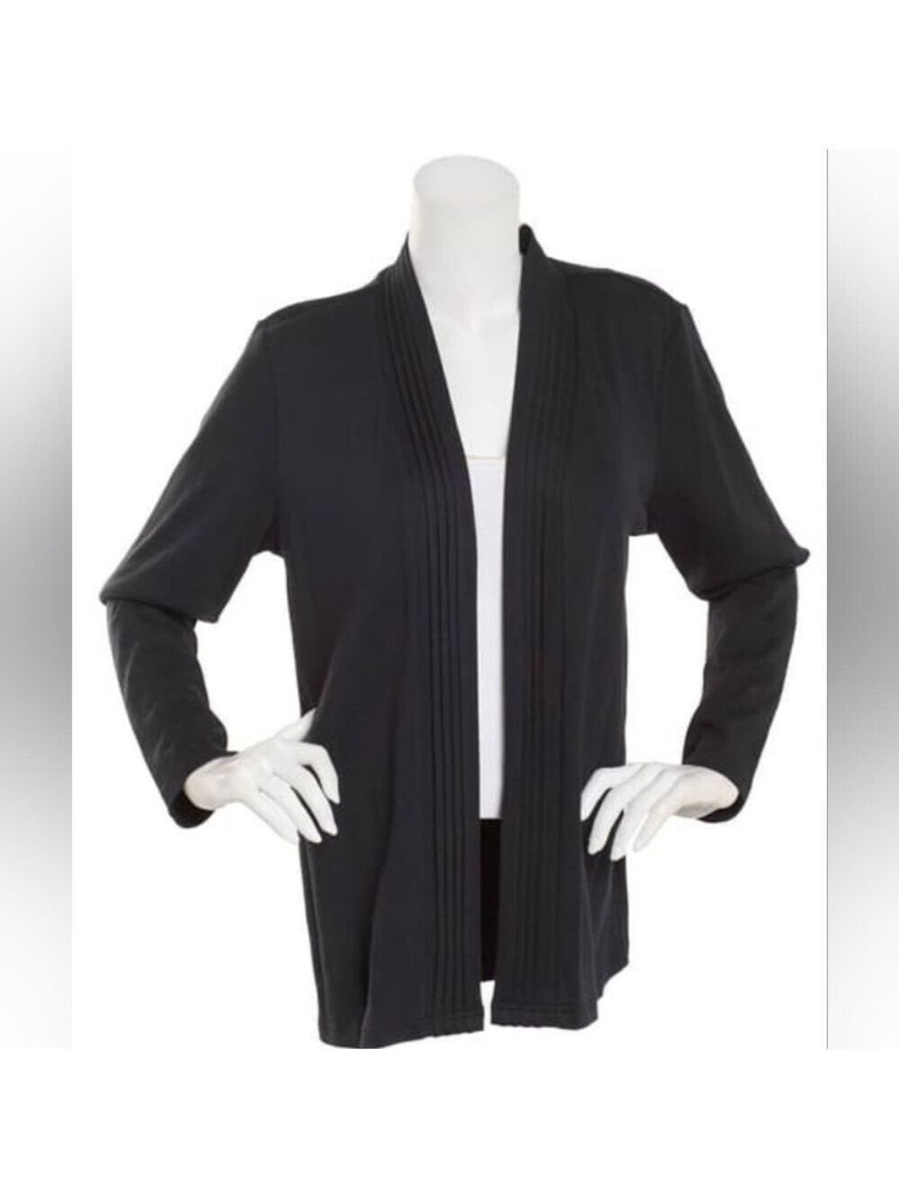 HASTING & SMITH BLACK WOMEN'S PLEAT FRONT OPEN LONG SLEEVED CARDIGAN SIZE XL